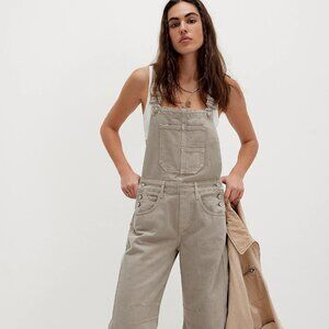 Free People Good Luck Overalls Women's Size Medium Cobblestone NWT $148